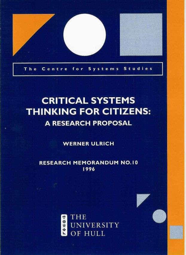 Cover, Critical Systems Thinking for Citizens - A Research Proposal