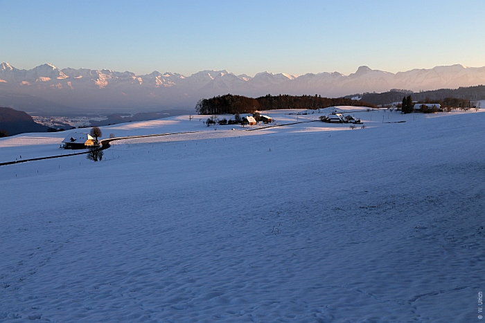 December evening south of Bern, Switzerland