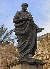 Statue of Seneca in Cordoba, Spain (picture by G.B. Pedersen, in the public domain)